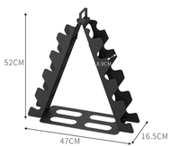 Support pliable pour haltères triangulaires - Support de rangement multi-niveaux pour haltères, en métal robuste, pour salle de sport à domicile, noir/rose