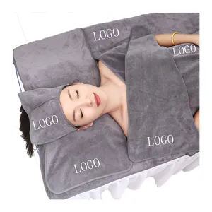 Logo imprimé personnalisé 5 pièces serviette de bain spa doux pour le visage confort de la peau microfibre séchage rapide salon de beauté spa serviette ensemble