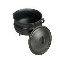Marmite de Cuisson au Feu de Camp en Fonte Pré-Assaisonnée Type Japonais, Chaudron de Camping, Four Hollandais, Batterie de Cuisine, Potjie Africain avec Couvercle