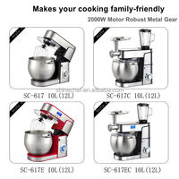 Batteur sur socle commercial en acier inoxydable électrique, moteur entièrement en cuivre, capacité de 10 L/12 L, classe d'efficacité énergétique, batteur multifonction