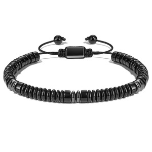 Pulsera Ajustable con Cuentas, Diseño Geométrico Unisex, Mezcla de Piedras Negras y Grises, Joyería de Regalo, Origen Yiwu AD1212 - Product Image 5