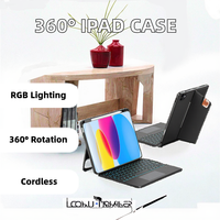Vente en gros Étui pour clavier de tablette rétroéclairé RVB sans fil rotatif à 360 degrés Nouveau design divisé pour iPad 10e génération 10.9 pouces