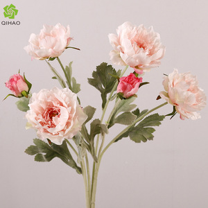 Flocked Miniature <b>Peony</b> <b>Artificial</b> Flowers Silk High Simulation Wedding Home Decor Props - Product Image 5