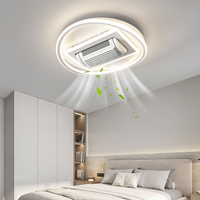Ventilateur de plafond moderne en acrylique sans pales avec télécommande, lumière LED, moteur DC 6 vitesses, intensité variable et faible bruit pour salon