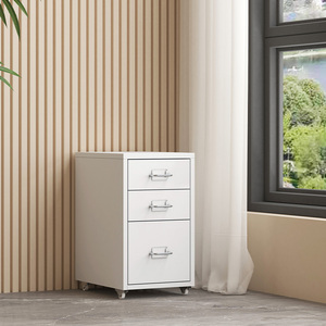 Archivador Metálico de 3 Cajones <span class=keywords><strong>con</strong></span> <span class=keywords><strong>Ruedas</strong></span>, Archivador Rodante de Acero <span class=keywords><strong>para</strong></span> Oficina en Casa, Mueble Lateral Metálico Moderno, Mueble Comercial - Product Image 1