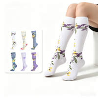 En stock, chaussettes de compression sportives personnalisées avec logo, motif personnalisé, respirabilité, soutien de la circulation, compression 15-20 mmHg