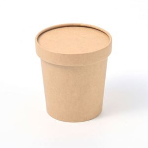 Eco Friendly Biodegradable Kraft Paper Disposable Porridge Bucket Soup Salad <b>Bowl</b> <b>Lid</b> Multiple Sizes for Camping Fast Food - Product Image 2