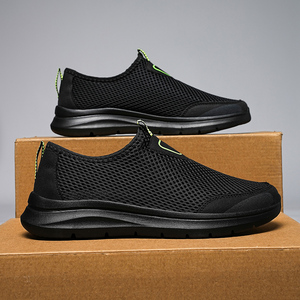 Chaussures de course pour hommes, grande taille, respirantes, en tissu mesh, semelle EVA, souples, à lacets, style sportif printemps-été, style marche - Product Image 5