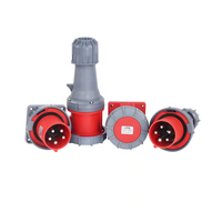 Prise banane électrique industrielle HFE HFN-0352 63A 380V 3P+N+E IP67 avec mise à la terre standard rouge