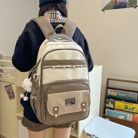 Sac à dos scolaire Kawaii bicolore, multi-compartiments, léger en nylon, personnalisable OEM pour filles, usage quotidien sur le campus