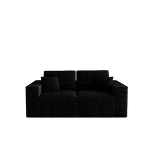 Canapé modulaire moderne sectionnel 2 pièces 180 cm en velours côtelé noir, canapé-lit compressé sans assemblage, causeuse en mousse pour salon - Product Image 5