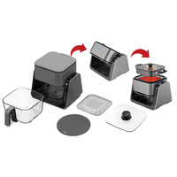 Newle 2 in 1 Rotate Glass Air Fryer 5.5 Liter Square Digital Controlled Plastic Air Fryer Rumah Tangga dengan Fungsi Panggang