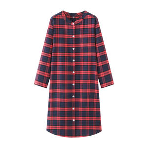 Pijamas de algodón de manga larga estilo japonés para mujer, camisones de forro polar, ropa de dormir cómoda, falda para uso doméstico - Product Image 3