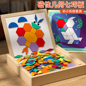 Children's Multifunctional Wood Magnetic Tangram Puzzles Educational <strong>Concept</strong> Learning Geometric Shapes Colorful <strong>Pattern</strong> Blocks - Product Image 4