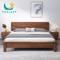 YOSLEEP Lit de Luxe en Bois Massif Style Antique avec Rangement, Lits King Size et Queen Size avec Table de Chevet, Ensemble de Meubles de Chambre