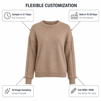 Pull-over en maille unie à col ras du cou pour femme, personnalisé OEM, vente en gros, OEM ODM