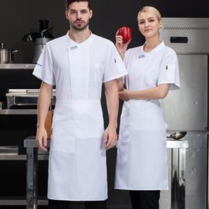 Unisex Cook Chef uniformi Design classico manica corta cappotto per Hotel e ristorante per il personale del Bar-giacca da donna - Product Image 3