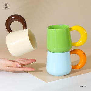 Taza de cerámica con bloques de color, taza de café de color sólido para parejas, uso doméstico DB2216 - Product Image 3