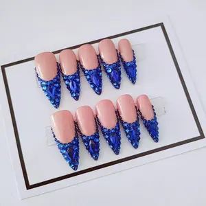 China Vendor Wholesale Luxury French Style Nails Custom 10PCS/set Artificial Fingernails False Nails