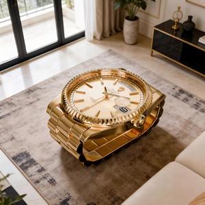 Tavolino da Caffè Moderno a Forma di Orologio, Tavolo Centrale Scultoreo di Design <span class=keywords><strong>per</strong></span> Soggiorno e Arredamento Alberghiero - Product Image 2