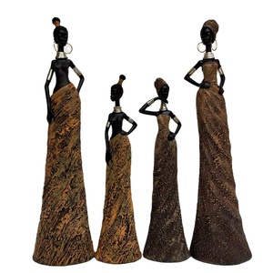 Statue africaine Vintage. Sculpture à la main de Figurines afro-américaines. <span class=keywords><strong>Art</strong></span> africain de dame <span class=keywords><strong>Tribal</strong></span> exotique - Product Image 1