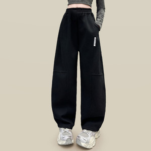 Pantaloni Scimitar a Gamba Larga in Cotone Elasticizzato per Ragazze, Casual, per la Scuola, Lunghi, Rivestiti in PU, Nuova Collezione Primavera - Product Image 2