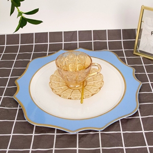 Assiettes de présentation élégantes pour mariages, assiettes à fruits à bordure dorée irrégulière pour la décoration de table de réception de mariage et centre de table - Product Image 4