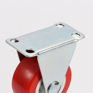 Furniture Caster 1.5 Inch Red Pvc Fixed Plate Mount Plain Bearing Minimalist Design Durable - Product Image 1