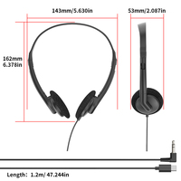 Headphone Youngrun Y0121 Ringan Berkabel di Atas Telinga untuk Penggunaan di Pesawat