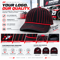 Casquette de baseball personnalisée à rayures fines avec logo, faible MOQ, visière incurvée, marque privée pour les marques de culture automobile