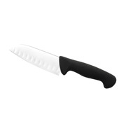 Couteau Santoku 7 pouces, lame en acier inoxydable, finition satinée, durable, manche en plastique ambidextre pour une utilisation en cuisine