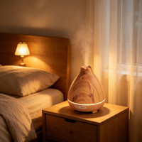 Diffuseur d'arômes ultrasonique à grain de bois 300 ml, machine à parfum aux huiles essentielles, veilleuse LED, humidificateur d'aromathérapie domestique