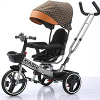 Tricycle pour enfants / poussette bébé / tricycle bébé avec pare-soleil / tricycle pliable 4-en-1 à cadre métallique avec pédales