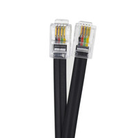 Cable Telefónico Modular RJ9, Conexión Cruzada Recta 4P4C, Patrón Plano, Longitudes Disponibles de 1, 3, 7 y 25 Pies