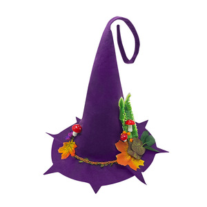 Venta al por mayor fiesta de <span class=keywords><strong>Halloween</strong></span> púrpura hongo fieltro artesanía ala corta magia mago bruja sombrero para europeo y americano - Product Image 5