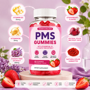 Gummies PMS OEM/ODM : Complément de Soulagement des Douleurs Menstruelles, Équilibre Hormonal Féminin, Bonbons Gommeux Faible en Gras, Soutien Immunitaire, Certifié GMP - Product Image 2