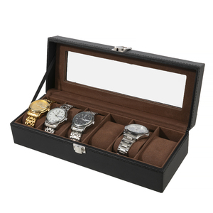 Trắng đen PU da 6 khe cắm da lộn trang sức cổ tay <span class=keywords><strong>Watch</strong></span> Box Organizer lưu trữ <span class=keywords><strong>Display</strong></span> trường hợp - Product Image 6