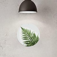 Panneau rond en aluminium avec feuille de fougère verte, décoration murale en métal