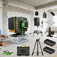 Niveau laser rotatif 4D à faisceau vert, qualité industrielle et bricolage, auto-nivelant 360° et vertical 16 lignes avec fonction de geste manuel