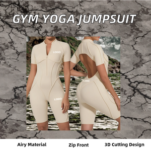 Women's Breathable Zippered Front Gym Jumpsuit Sports Bodysuit Three-Dimensional Cutting Design <b>Spaghetti</b> <b>Strap</b> Full Length - Product Image 2