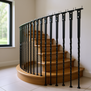 Barandillas Decorativas de Acero Galvanizado de 44'' x 1/2'', Color Negro Satinado, para Escaleras en Espiral, Paquete de 10 - Product Image 2