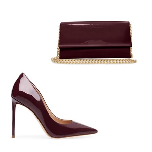 Classic Brown Style High Heels <strong>Patent</strong> Leather High Quality Pumps <strong>Shoes</strong> <strong>Ladies</strong> Dress <strong>Shoes</strong> Matching Women Bags - Product Image 1