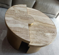 Table basse de salon en métal doré de style européen moderne et luxueux