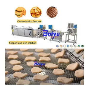 Baiyu CE Certified Automatic Meat Processing Machinery Chicken Nugget Hamburger Patty Fish Finger & Meat Pie Production Machine