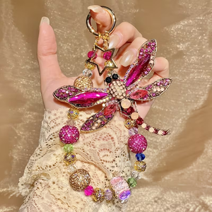 Llavero de Aleación Brillante de Lujo con Libélula y Estrella - Colgante Vibrante Rosa Dorado para Teléfono/Llavero - Regalo Glamuroso para Mujeres - Product Image 5