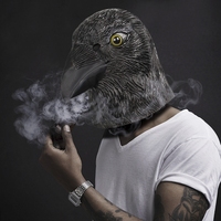 Masque de corbeau, masque en latex tête d'oiseau, costume d'Halloween animal, masque de cosplay, masque de déguisement pour le visage, tenue de dominatrice en latex pour adulte