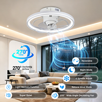 Ventilateur de plafond en acrylique et métal de 19 pouces avec lumière, fonction oscillante, moteur DC intelligent pour la circulation de l'air, personnalisable OEM