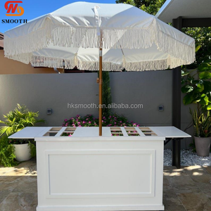 SMOOTH Wedding Trend <b>Foldable</b> Candy <b>Cart</b> with DIY Embedded Tanks Mobile Wheeled Dessert Table with Umbrella - Product Image 1