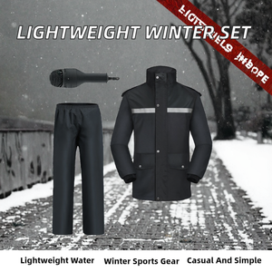 Ensemble de survêtement décontracté léger, imperméable et respirant, coupe-vent, avec veste à capuche et pantalon à taille élastique pour l'extérieur - Product Image 2