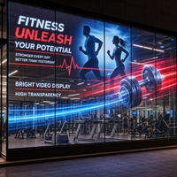 Écran LED transparent haute transparence pour vitrine de salle de sport, affichage LED sur verre
